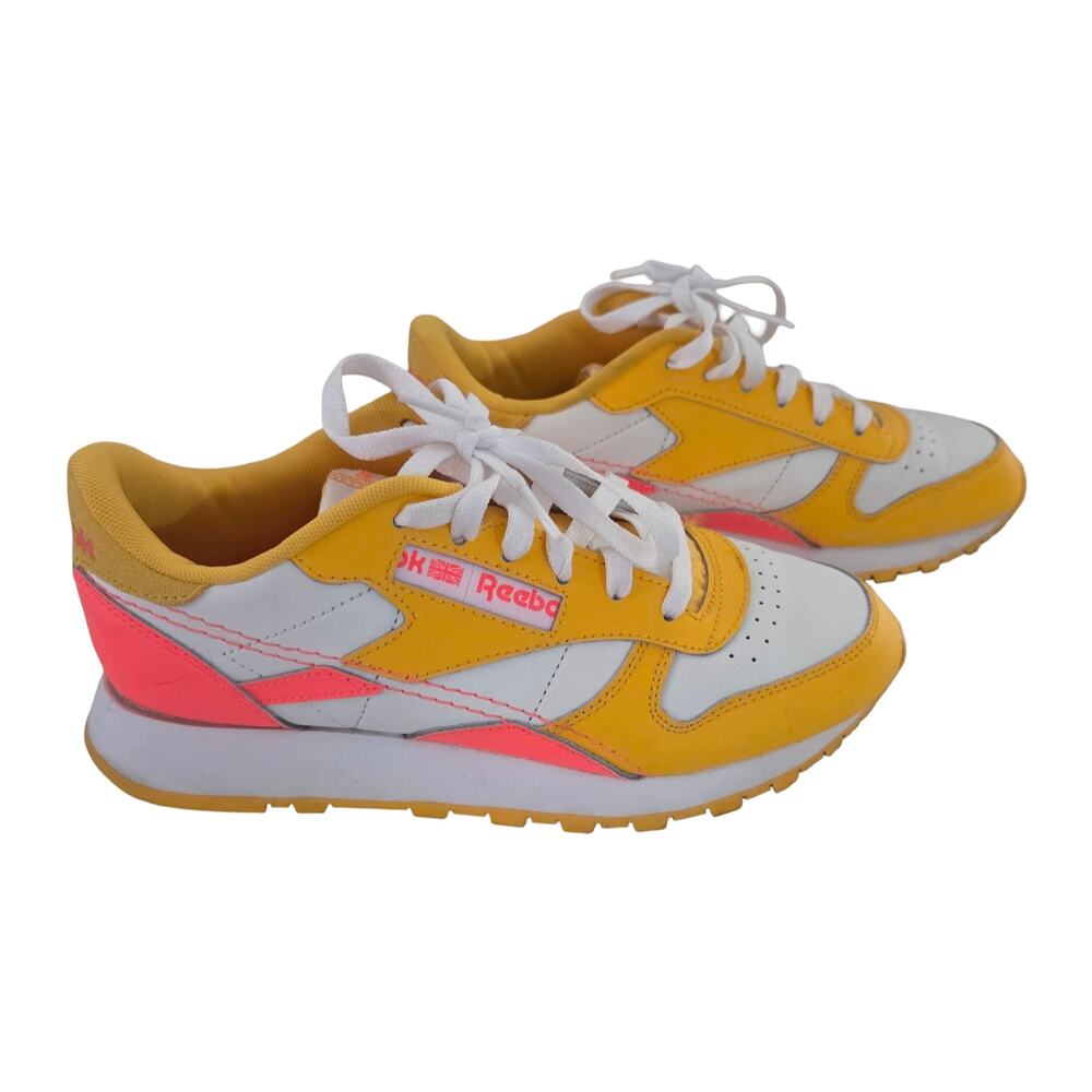 Reebok | Classic 422 Big Kid's Size 5 Yellow and Pink Casual Lace Up Sneakers